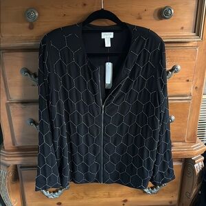 Chicos Black Beaded Blouse